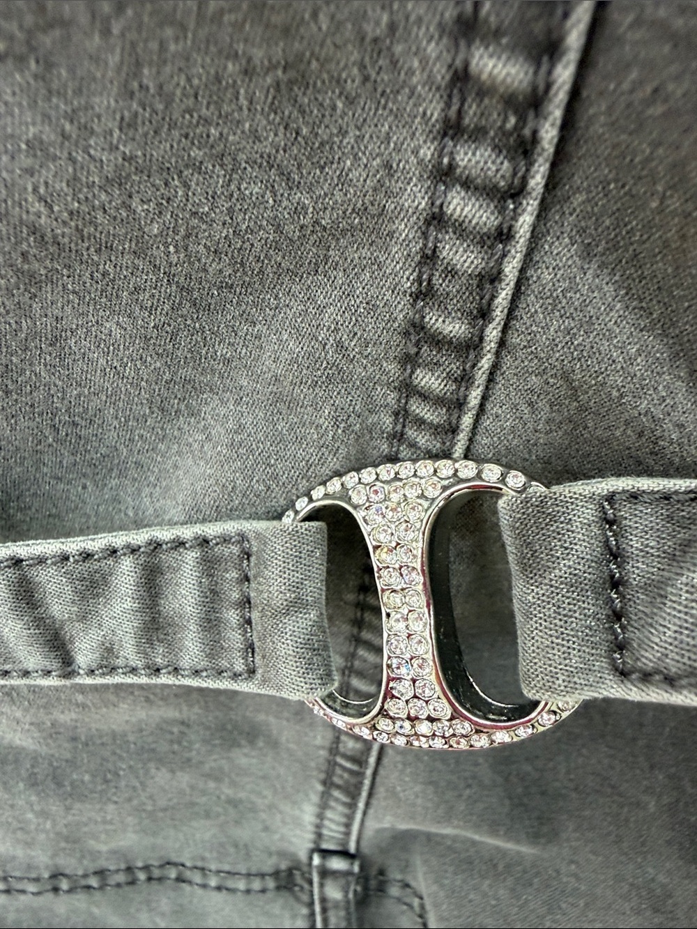 Women’s Grey Zip-Front Denim Jacket - Picture 6 of 11